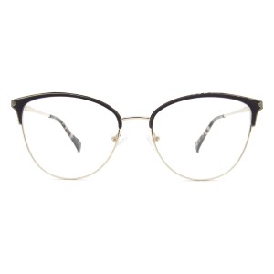 Custom fashion ladies cat eye metal eyeglasses half frame eyeglasses