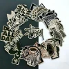 Custom Full Color Die Cut Personalized Silver Metallic Motorcycle Helmet Stickers and Decals