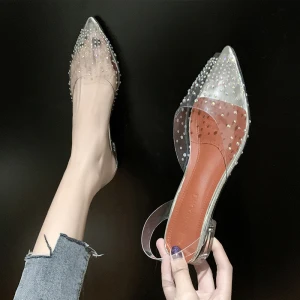 custom glass clear women stilettos transparent high heel shoes  for ladies
