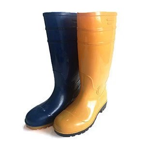 Custom Logo Accepted Cheap Men Shoes Labor Boot Yellow &amp; Blue PVC Boots Waterproof Rain Boots