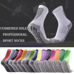 Custom Logo Athletic Sports Grip Socks Knitted Cushioned Crew Non-Slip Technology Solid Ant-Slip Football Soccer Towel Spring