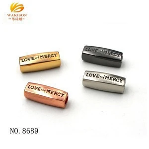 Custom long engraved logo charms metal beads for jewelry