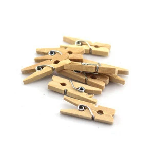 custom natural color small hanging clothing clothes wood pegs with spring