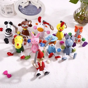 Custom Pine and handicraft cartoon toys wooden spring people children educational toys multicolor cartoon baby toys