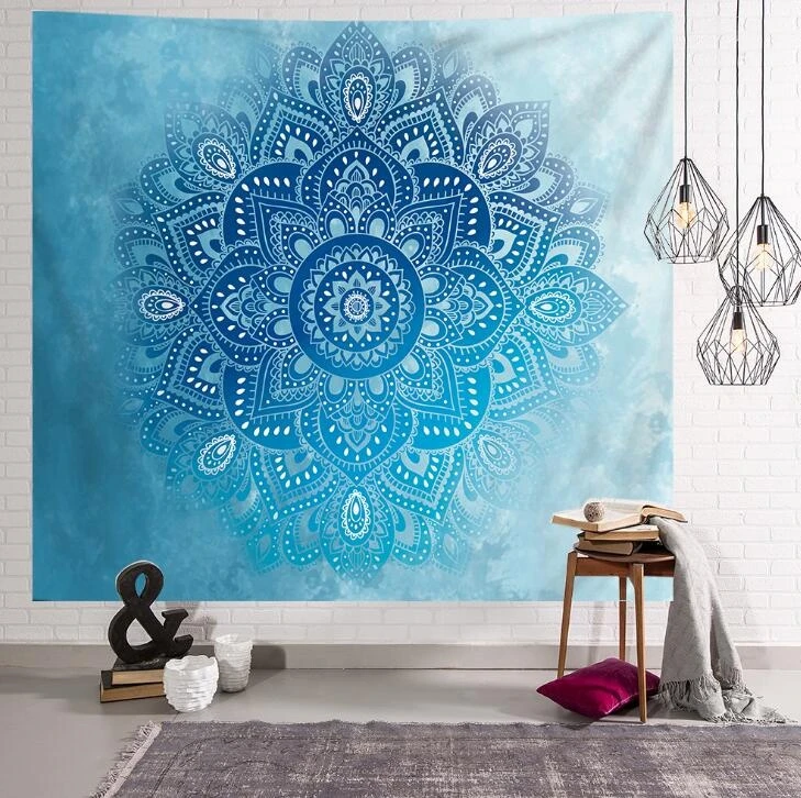Custom Printed Decor Art Decorative Wall Hanging Flannel Fabric Bedspread Beach Mat Tarot Mandala Tapestry