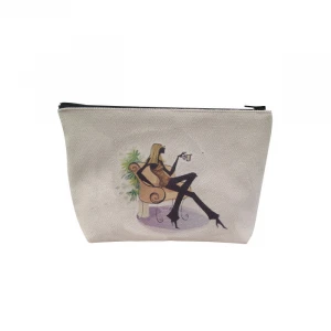 Custom Promotional Travel Lady Cosmetic Zipper Gift Bag Wash Bag Cotton Make up Bag