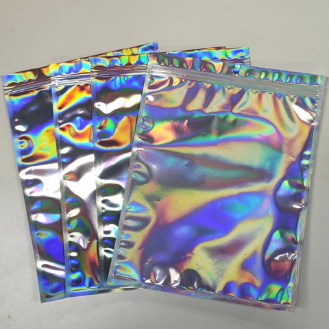 Buy Custom Resealable Transparent Cosmetic Holographic Packaging Bag ...
