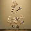 customize silver gold red butterfly flying around the flower acrylic wall clock
