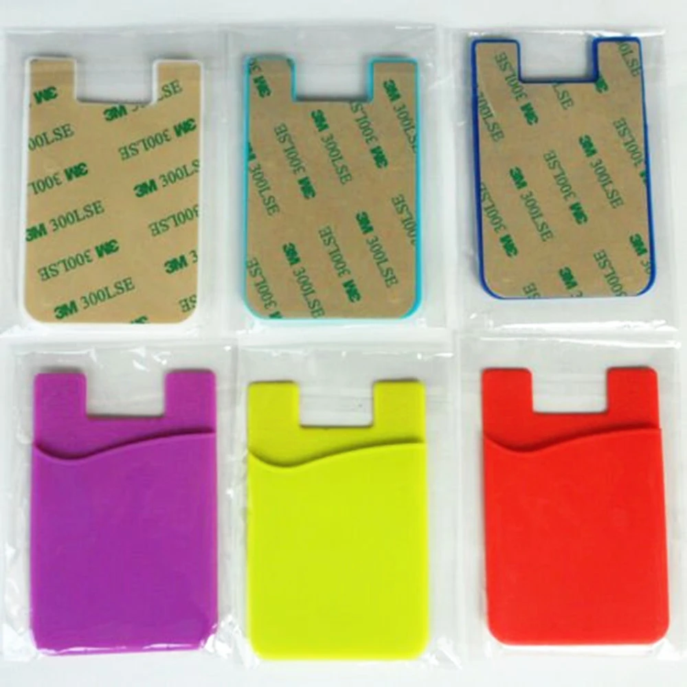 Customized silicone mobile phone card holder silicone phone wallet silicone mobile phone pocket