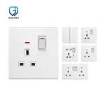 Customized UK Standard Ultra-Thin Acrylic Panel ISO CE IEC Wear Resistant USB Socket Light Wall Switch and Socket