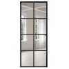 Decorative 6 Panel French Fiberglass Shed Door Entry Doors Interior Matt Black Frame + Clear Glass Swing Steel Industrial 44 Kgs