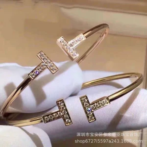 diamond TT open bracelet female  bracelet Tik Tok with the same style bracelet stainless steel
