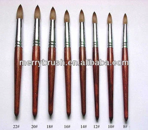 Different size high quality kolinsky wooden handle nail art brush