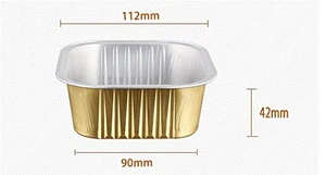 Disposable Golden Square Aluminium  Foil Container For Food Packaging