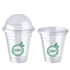 Disposable U Shaped PLA Cup 12 14 16 18 24 Oz Clear Plastic Cup Cold Drinking Juice Bubble Tea with Lid