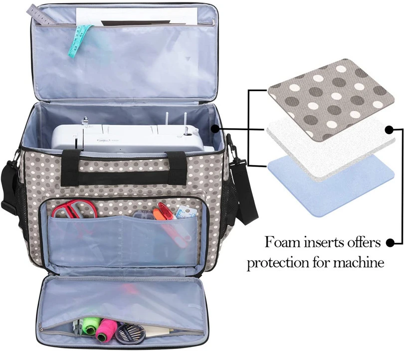 Dot Printing Universal Sewing Machine Bag Travel Sewing Machine Tote Bag with Trolley Sleeve