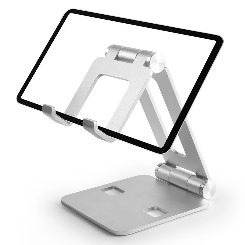 Double Regulation Aluminium Alloy Mobile Phone Holder Dual Foldable Desktop Rotary Tablet Stand for Cellphones