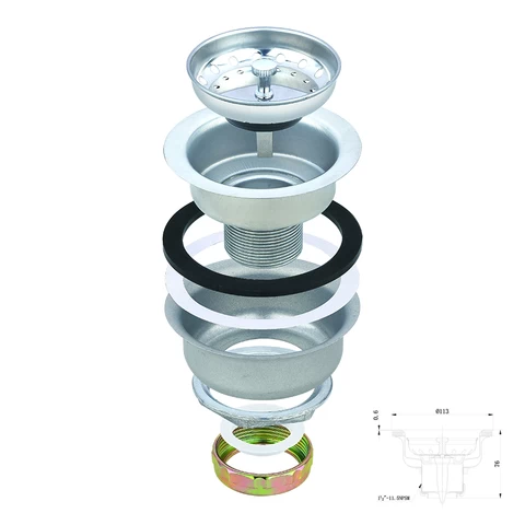 Drain Filtering Multi-level Kitchen Ring Rubber Sealed Garbage Vegetable Stainless Quality Sieve Drain Filter Sink Drain