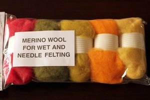 Dyed 100% Merino wool roving for wet and needle felting