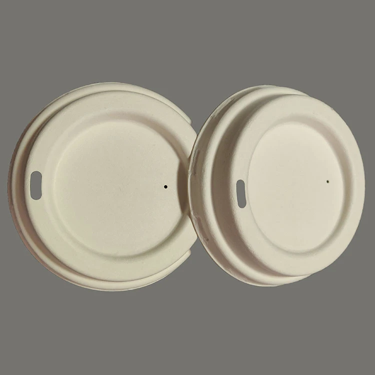 Eco-friendly Bagasse Plates 80mm Lid Hot And Cold Coffee Drink Various Size Biodegradable Sugarcane Paper Cup Lid
