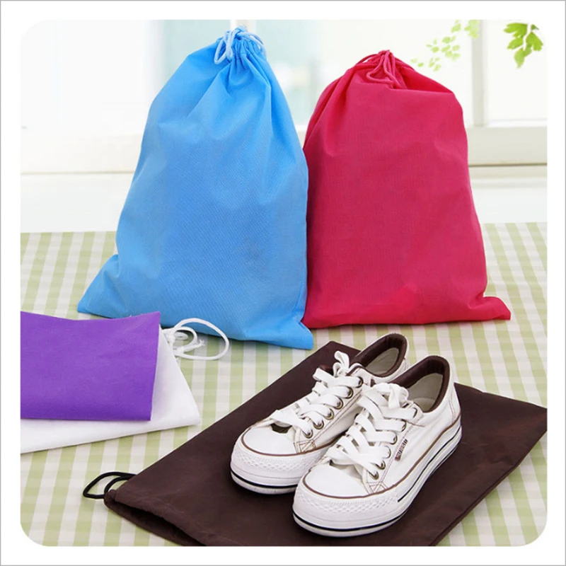 Eco-friendly Travel And Business Trip Portable Reusable Storage Clothing Sorting Shoes Packaging Non Woven Drawstring Bag