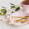 Electroplating Gold Fork Ceramic Handle Stirring Stainless Steel Tea Tableware Coffee Spoon