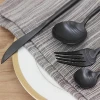 Elegant star hotel and restaurant stainless steel matte black cutlery knife fork spoon flatware sets