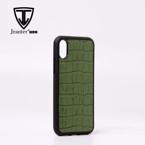 Embossed Alligator Leather Cover Phone Case For Iphone X, Customized Leather Mobile Phone Case