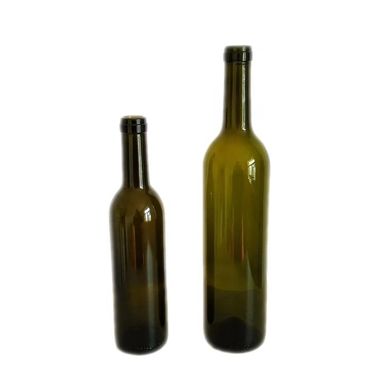 Empty 500ml green round red wine glass bottle with cork big belly dark green red wine bottle glass champagne bottle 750ml