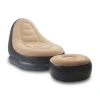 EN71 Safety PVC Flocked Air Filled Inflatable Chair Sofa Set Furniture With Footrest Relax