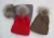European US fashion rib knitting pattern big fur pompom hat