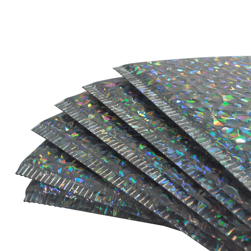 Eyelash Cosmetic Gift Shipping Packaging Mailing Bag Metallic Foil Glitter Holographic Bubble Mailers