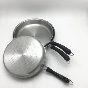 factory wholesale round shape two handled stainless steel food fry pan & wok