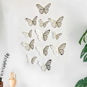 Fashion Beautiful 3D Hollow Paper Butterfly Wall Sticker 3d Butterfly Wall Decal Wedding Party Decoration Background Butterflies