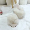 Fashion Fluffy Fur Slides Fuzzy Cross Band Soft Sheepskin Shearling Fur Ladies Slippers 2021