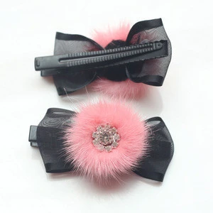 Fashion hair accessories for girls pink hairgrips with crystal alligator hair clips
