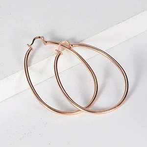 Fashion large ring type 925 sterling silver simple 14/18/24k rose gold plated designs big stud hoop earrings jewelry for women