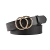 Fashion PU Leather Belt for Dresses Jeans Double O-Ring Buckle Belt for Women
