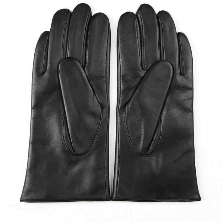 Fashion Short Plush Lined Real Sheepskin Warm Women Leather Gloves