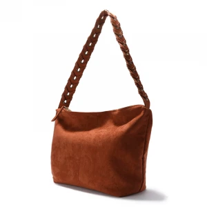 Faux Suede Hobo Shoulder Strap Women Bag Ladies weave Handle by hand Luxury Handbag Slouchy Bag