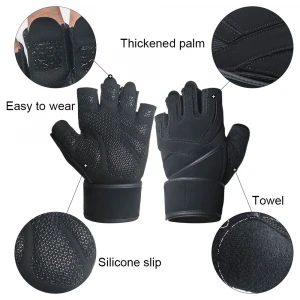 Fitness gloves half finger weightlifting Cycling Sport gloves Breathable sweat-absorbent Silicone non-slip training gloves