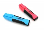Flat desk highlighter marker with rubber grip fluorescent pen with clip for paper fax