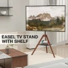 Floor TV Mounting with Solid Nature Wood Tripod Legs 32" - 65" Inch Artistic Easel Studio TV Stand with Shelf