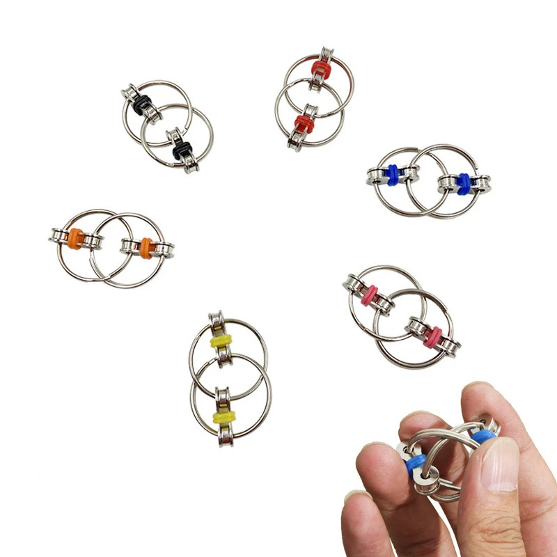FREE Promotional gifts Steel Color Bike Chain Fidget Toy Relieve Your Stress Anxiety Boredom your Finger Tips Fridge Keychain