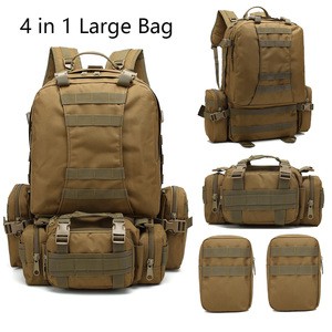 Free Sample 55L Large Capacity Mountain Climbing bag Combined Combat Rucksack Tactical Military Backpack with 3 MOLLE Bags