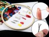 Full Set of Embroidery Starter Kit Cross Stitch Tool Kit Including 5 Embroidery Bamboo Hoop, 50 Color Threads knitting needles