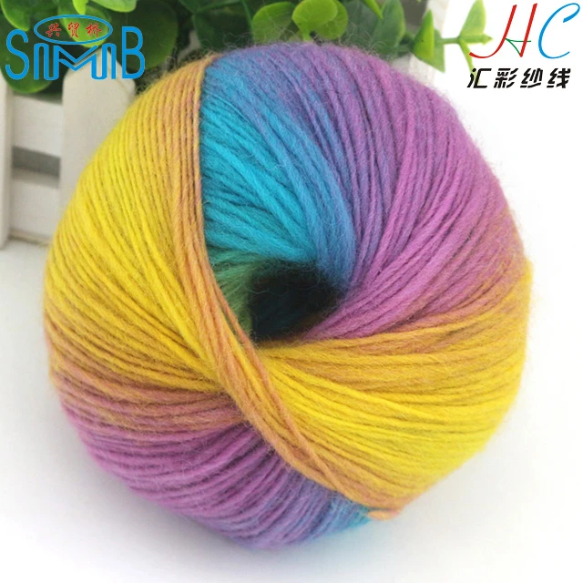 FY-KM2730 2021 huicai textile supply space dyed 100% wool roving yarn rainbow wool yarns wholesale for knitting