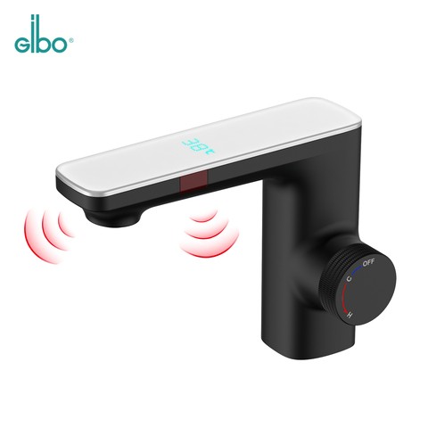 Gibo smart touchless  sensor black bathroom wash basin led water ir faucets