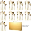 Gold cutlery Factory wholesale 36 pcs dinner knife fork spoon set gift with wood box stainless steel cutlery set