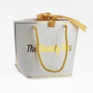 gold foil logo small custom clothing apparel cosmetics printed craft luxury shopping gift custom paper bag